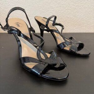Fioni leather sling strap dressy black heels womens‎ size 8.5 EUC